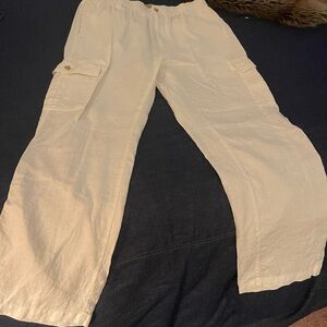Men's White Cargo linen Pants